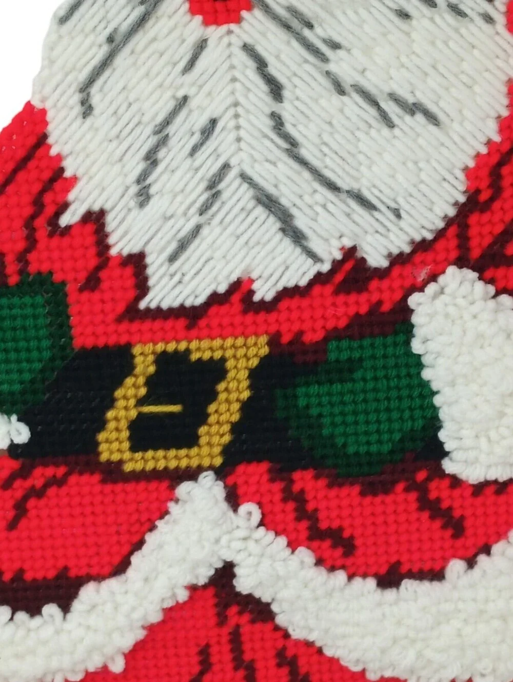 VTG Christmas Door Hanger Santa Needlepoint Plastic Canvas Art Handmade 24